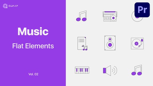 Flat Design Music Icon Elements Pack