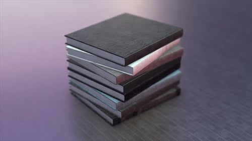 Modern 3D Animation of Stacked Books Rotating