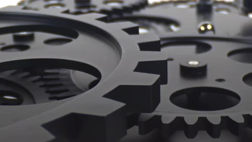 Rotating Gears Interlock in Intricate Mechanical System