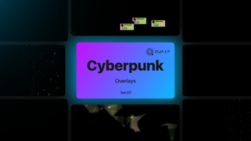 Cyberpunk Glitch Overlays with Animated Geometric Shapes