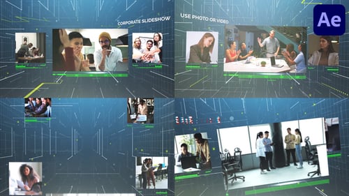 Dynamic Corporate Presentation Slideshow with Digital Grid Effects