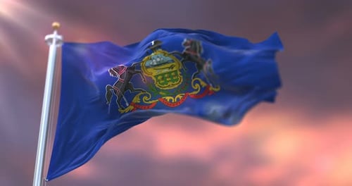 Realistic 3D Animation of the Pennsylvania State Flag Waving