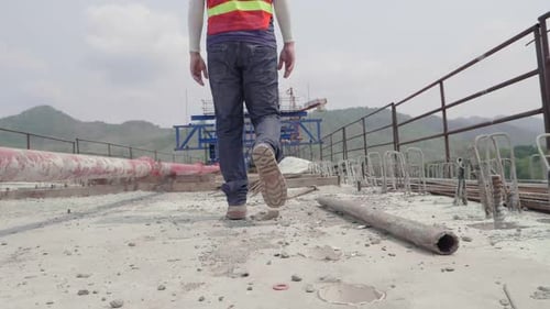 Legs Of Engineering Walking In Construction Site