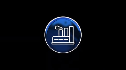 Rotating 3D Factory Icon Loop Animation