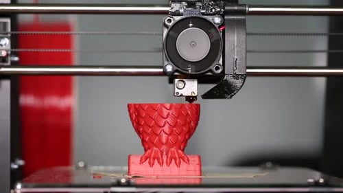 Close-Up of a 3D Printer Building an Owl