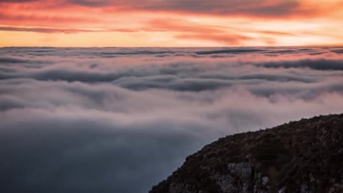 Time Lapse of Low Clouds on the Mountain during Sunset