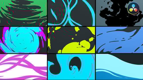 Dynamic Liquid Cartoon FX Pack for Video Transitions