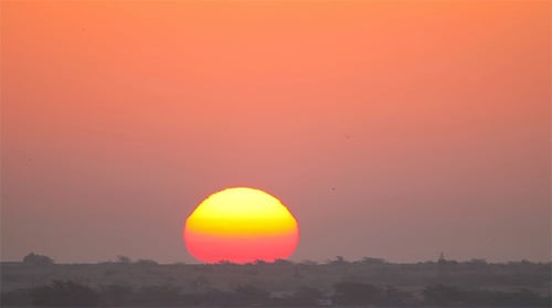 Warm Sunrise over Natural Desert Horizon
