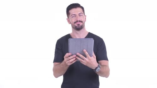 Man With Tablet Having a Great Idea