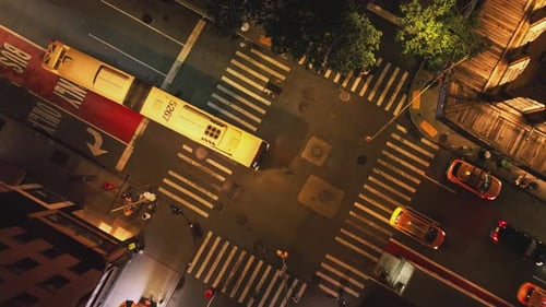 Manhattan Skyline at Night with Flashing City Lights