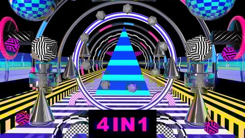 Abstract Neon Geometric Shapes Tunnel Loop Background