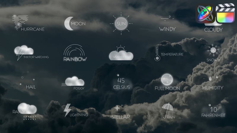 Animated Weather Forecast User Interface Cards, Broadcast Packages ft ...