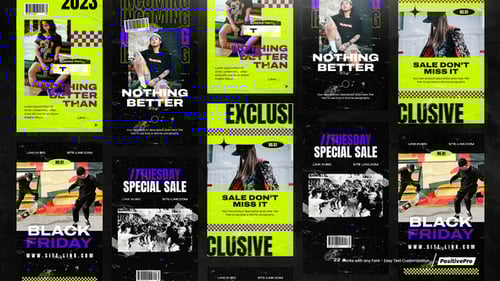 Edgy Social Media Story Templates with Dynamic Kinetic Typography