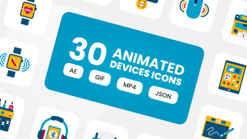 Modern Animated Flat Design Icons for Technology Devices, Elements ft ...