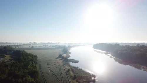 Aerial: The river at dawn