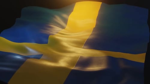 Realistic Waving Flag of Sweden with Soft Light