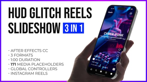 Dynamic Glitch Split Screen Slideshow for Cyberpunk Reels