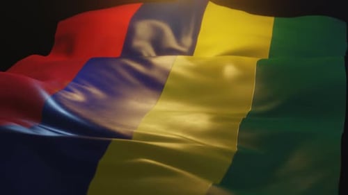 Vibrant Animated Waving Flag with Red Blue Yellow Green Colors