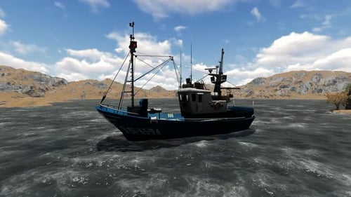 Old ship in the sea