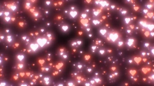 Glowing Pink and Red Hearts Loop Background