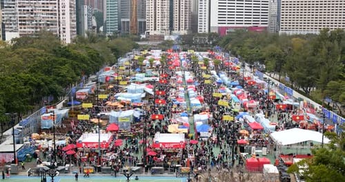Traditional chinese lunar new year fair in Hong Kong