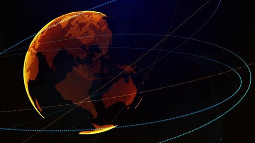 Digital Earth Globe with Global Network Connections Animation