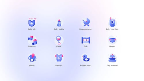 Animated Gradient Icons for Baby and Infant Content