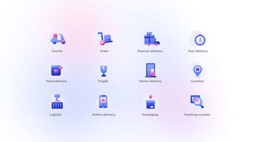 Animated Gradient Icons for Delivery and Logistics Services