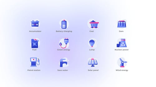 Modern Animated Energy and Power Gradient Icons