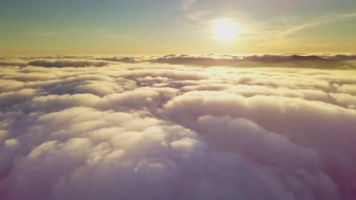 Aerial View of Clouds at Sunrise or Sunset
