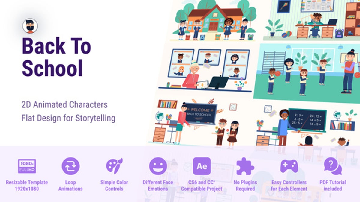 Back to School Character Animation Pack, Elements ft. animation & back ...