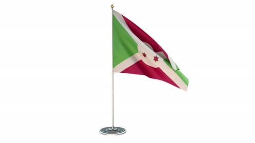 Burundi National Flag Waving on a Desk Pole