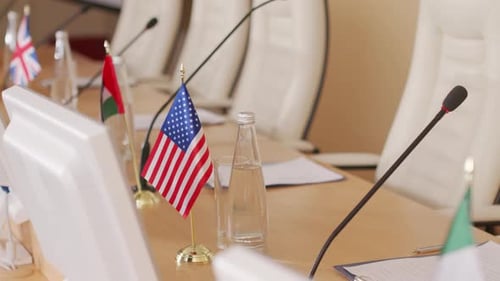 Place for Political Leaders to Sit and Speak at Press Conference