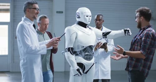 Scientists Testing a Humanoid Robots Hand Movement