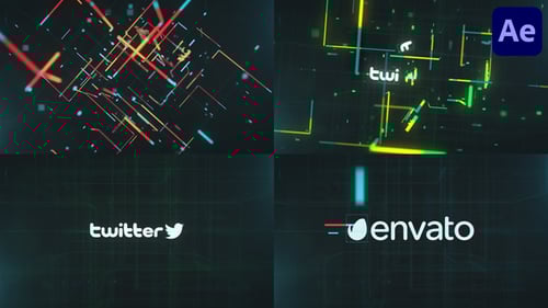 Retro Technology Glitch Logo for After Effects