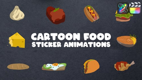 Animated Cartoon Food Stickers Pack for Video Projects