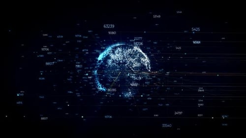 Futuristic Rotating Earth Globe Digital Data Connections