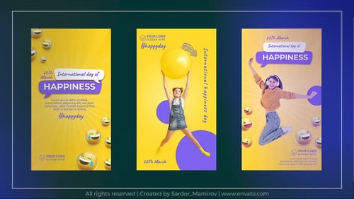 Historia de Instagram con emojis del Día Internacional de la Felicidad