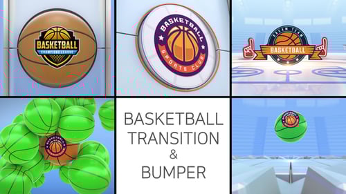 Transição e amortecedor do logotipo do basquete