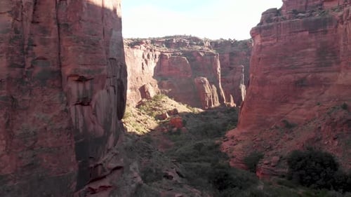 Flying through a red-rock canyon in Moab, Utah.