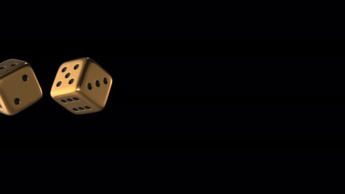 Glossy Golden Dice Rolling 3D Animation