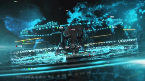 Economic Financial Index Bull Blue