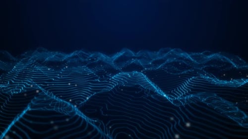 Abstract Blue Digital Waveform Technology Background Loop