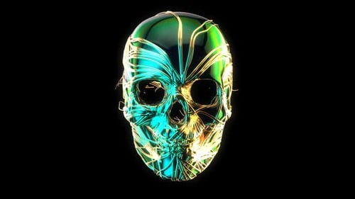 3D goldener abstrakter Totenschädel