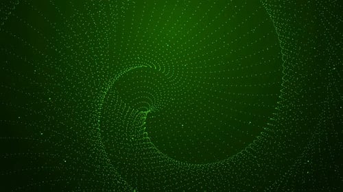 Green Color Technology Digitaler Partikel gedrehter animierter Hintergrund