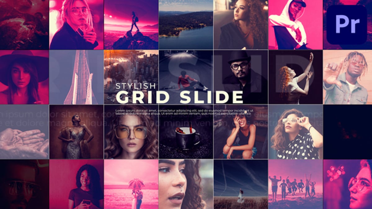 Stylish Grid Slide for Premiere Pro, Video Displays ft. photo grid ...