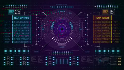 Advanced HUD Scoreboard and Futuristic Data Display Interface