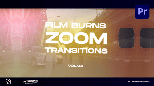 Dynamic Cinematic Film Burn and Zoom Video Transitions