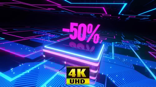 Animated 50 Percent Discount on Digital Circuit Platform