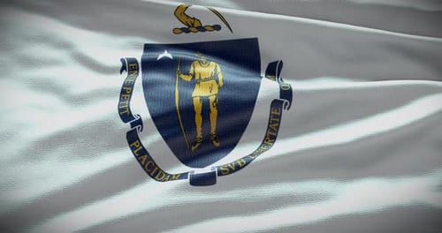 Realistic Waving Massachusetts State Flag Animation